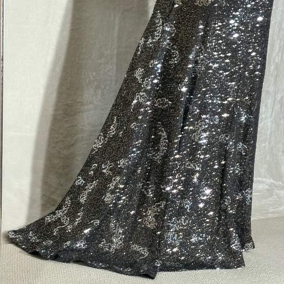 City Triangles Black Formal Evening Gown sz 13 Sequins Asymmetric Hem Backless - Picture 7 of 14